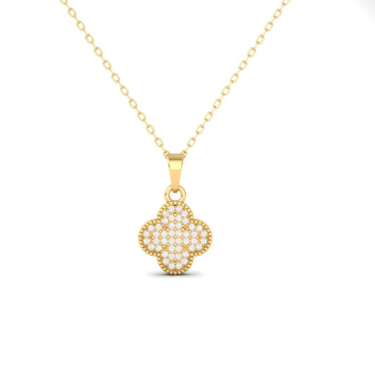 Clover Diamond Pendant Necklace for Women in 18K Yellow Gold Over Sterling Silver