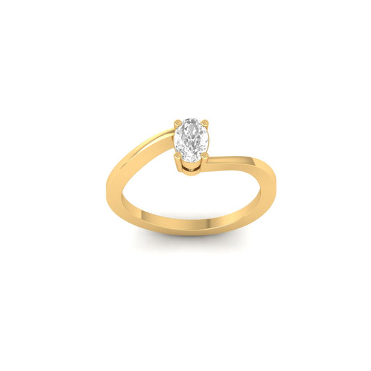 0.35CT Bypass Design Solitaire Diamond Ring, 18kt Yellow Gold Plated, 925 Sterling Silver