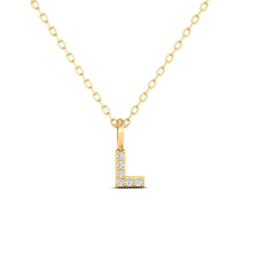 “L” Letter Initial Pendant – Personalized Diamond Jewelry for Her in 18K Yellow Gold Over Sterling Silver