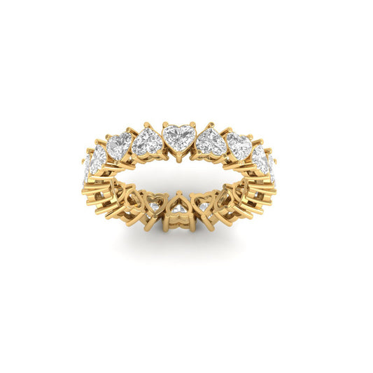 2CT Heart Cut Diamond Wedding Eternity Band Ring in 18K Yellow Gold Over Sterling Silver