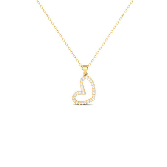 14K Gold Plated Moissanite Heart Pendant Necklace