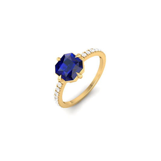 Radiant Cut Blue Sapphire Engagement Ring