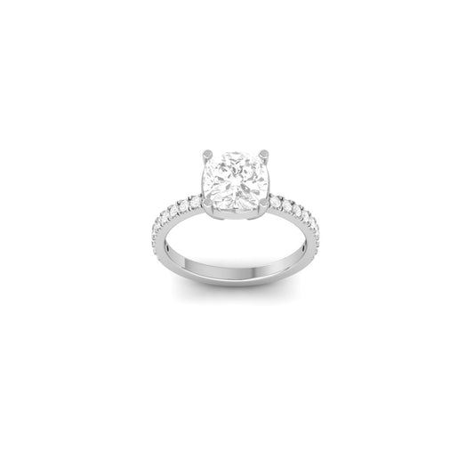 1.50 Ct Cushion Cut Moissanite Engagement Ring for Women | Solitaire Pavé Band in Sterling Silver
