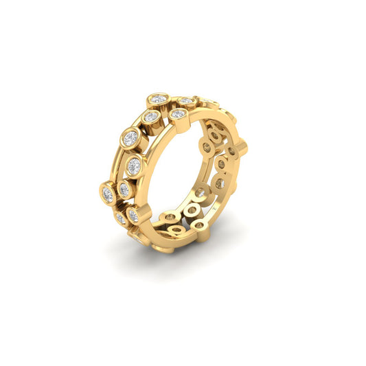 Bold Bezel Set Wide Band Ring for Women | 18K Yellow Gold Over Sterling Silver | Handmade Statement Ring by True Elegant