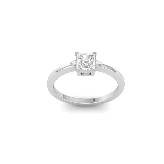 Cushion Cut Solitaire Engagement Ring with Side Accents | Minimalist Square Design Promise Ring | Elegant Proposal Ring for Her