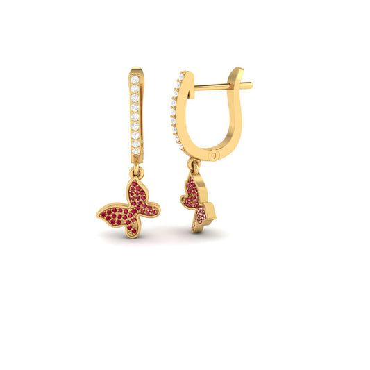 1.0CT Red Garnet Moissanite Dangle Drop Earrings In Sterling Silver