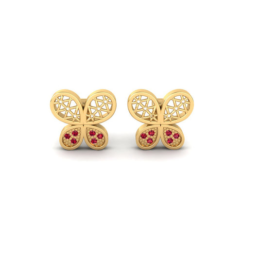 Elegant Red Garnet Tiny Stud Earrings in 18kt Gold Over Sterling Silver