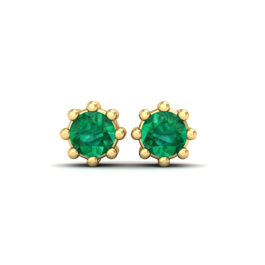 Emerald Stud Earrings in 18kt Gold Over Sterling Silver