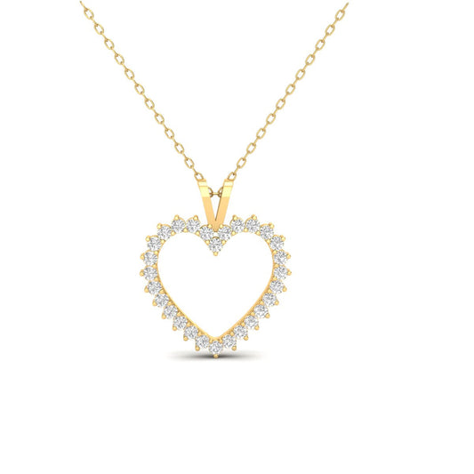True Elegant Diamond Open Heart Pendant 18kt Gold Over Sterling Silver