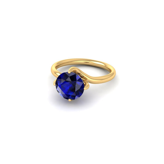 Round Cut Blue Sapphire Solitaire Ring