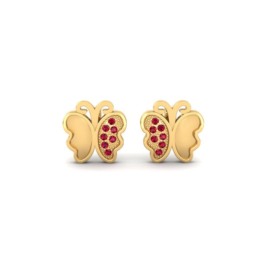 Elegant Sterling Silver Garnet Butterfly Studs Earrings with 18kt Gold Finish