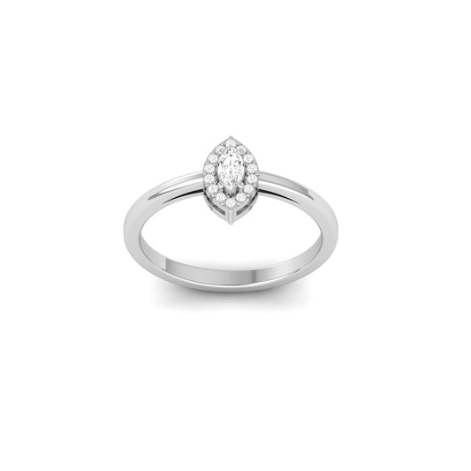 0.30 Ct Marquise Moissanite Halo Engagement Ring | 925 Sterling Silver Women's Promise Ring