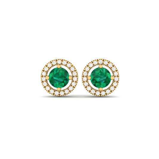 Trendy Emerald Gemstone Stud Earrings In 18kt Gold Over Sterling Silver