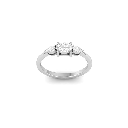 0.33 Ct Moissanite Three Stone Engagement Ring | 925 Sterling Silver Women's Promise Ring