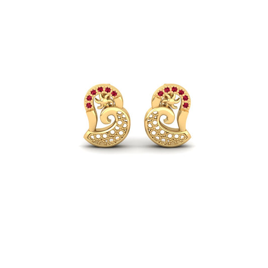 Elegant Garnet Stud Earrings in 18kt Gold-Plated Silver"