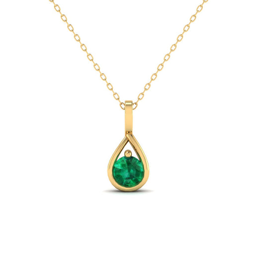 6MM Emerald Dainty Pendant Necklace In Sterling Silver