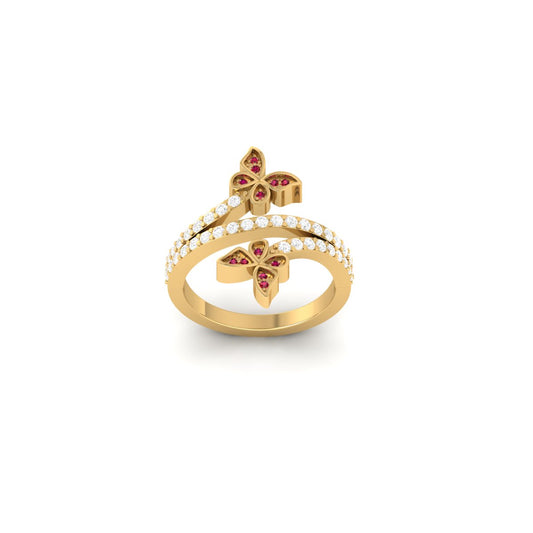Red Ruby & Diamond Butterfly Engagement Ring for Women