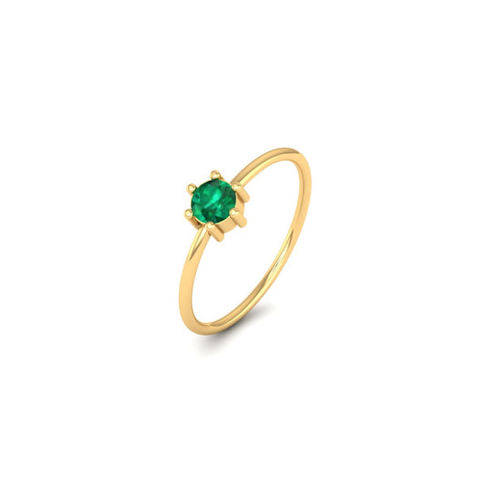 Minimalist Green Emerald Solitaire Ring