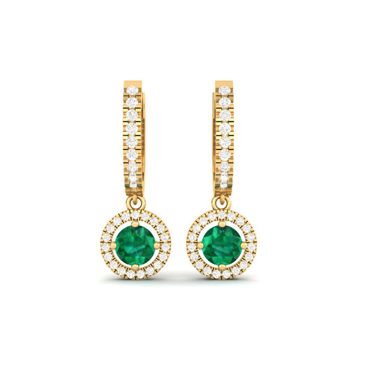 Stunning Emerald Moissanite Dangle Earrings in 18kt Gold Over Sterling Silver