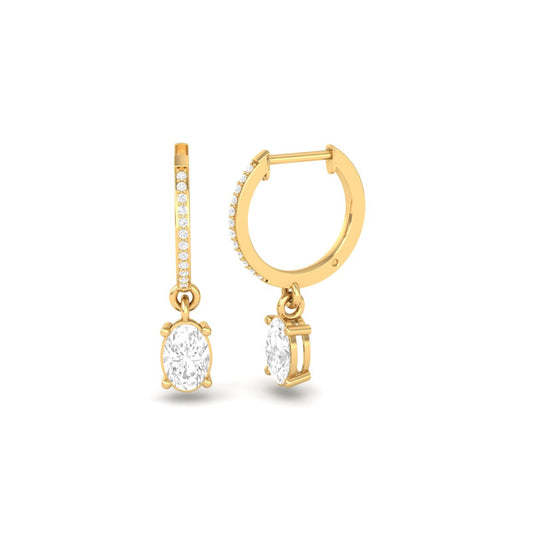 1.0CT Oval Moissanite Drop Earrings In Sterling Silver