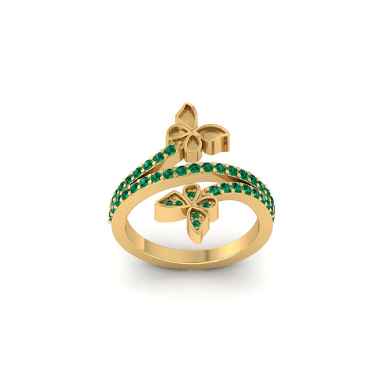 Emerald Butterfly Engagement Ring for Women