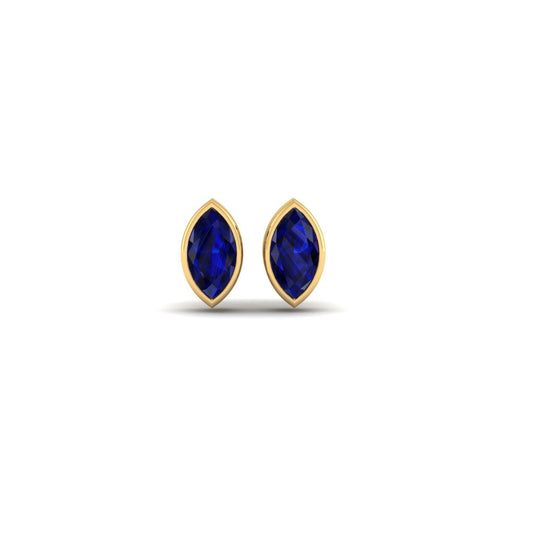 True Elegant Sapphire Gemstone Bezel Studs in 18kt Gold Over Sterling Silver