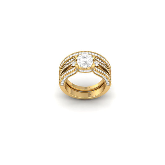 Vintage Cushion Cut Engagement Ring Set for Women – Multi-Band Look in 925 Sterling Silver