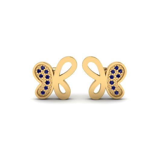 Sterling Silver Sapphire Butterfly Stud Earrings – Classic Style