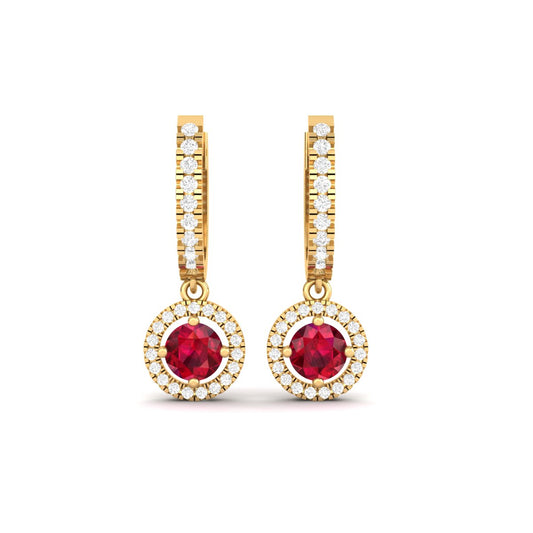 Exquisite Garnet Moissanite Dangle Earrings in 18kt Gold Over Sterling Silver