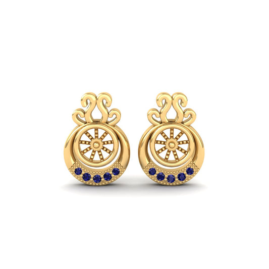 True Elegant Stunning Sapphire Stud Earrings In 18kt Gold Over Sterling Silver