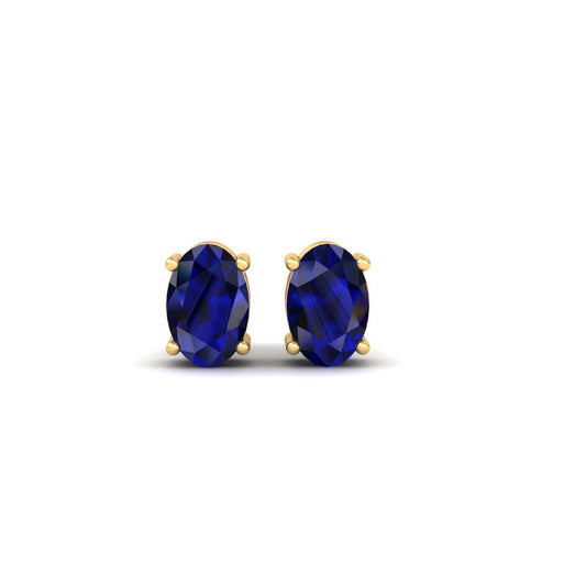 True Elegant Sapphire Gemstone Studs in 18kt Gold Over Sterling Silver