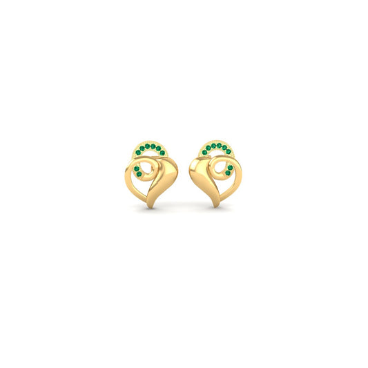 Green Emerald Wave Heart Stud Earrings