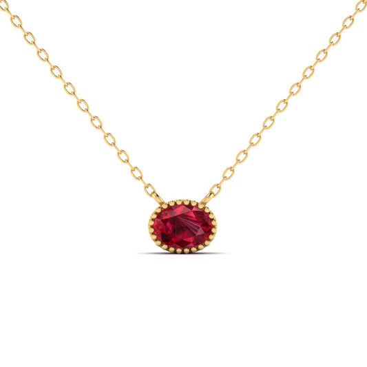 1.0CT Oval Garnet Pendant Necklace In Sterling Silver