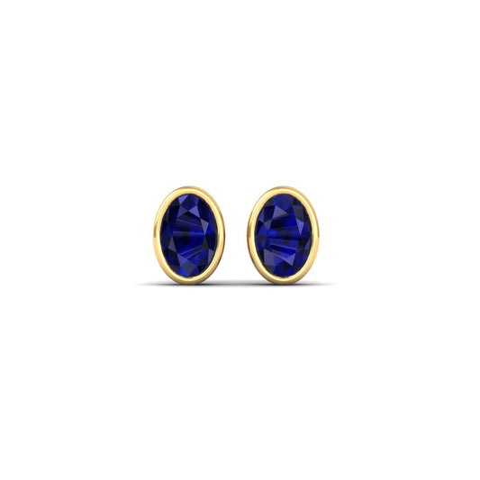 Exquisite Sapphire Stud Earrings in 18kt Gold Over Silver