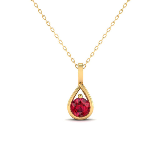 6MM Garnet Dainty Pendant Necklace In Sterling Silver