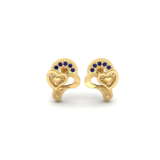 True Elegant Sterling Silver Sapphire Gemstone Stud Earrings In 18kt Gold Over Sterling Silver