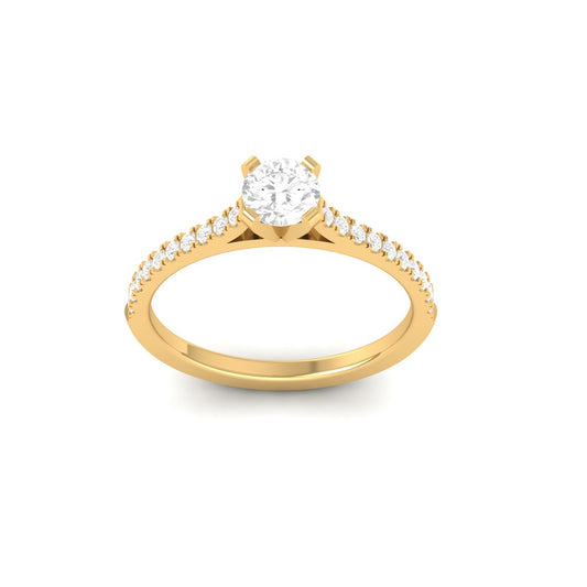 Round Cut Diamond Women’s Solitaire Ring in 18K Yellow Gold Over Sterling Silver