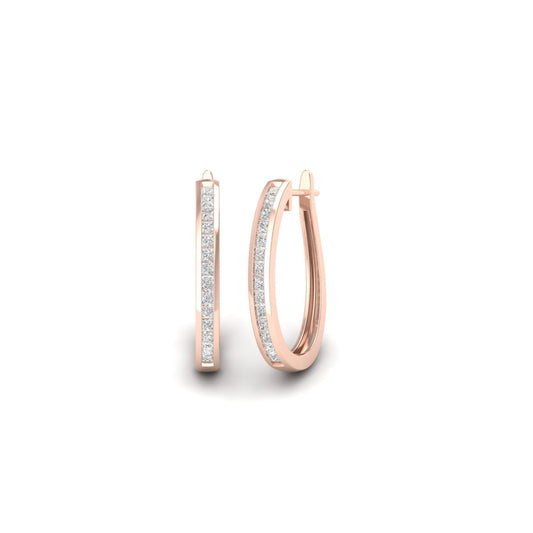 0.37CT Princess Cut Moissanite Diamond Hoop Earrings In 18kt Rose Gold Over Sterling Silver