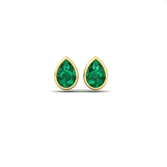 True Elegant 1.0cT Green Pear Emerald Bezel In 18kt Gold Over Sterling Silver