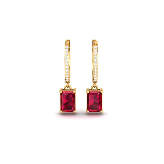 Radiant Cut Moissanite Drop Earrings