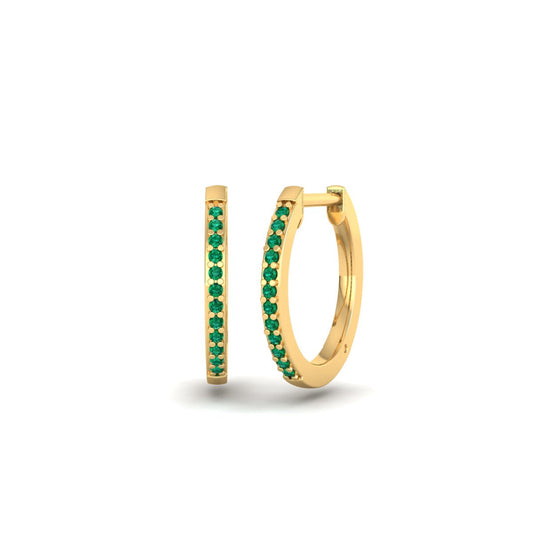 True Elegant Emerald Hoops Earrings In Sterling Silver