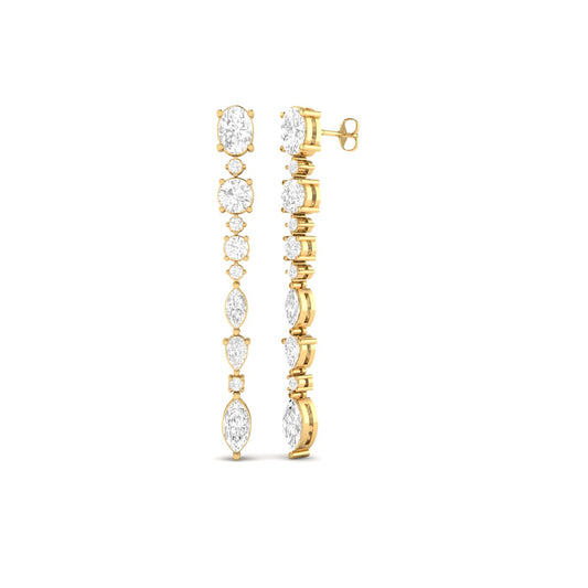 Multi-Shape Moissanite Drop Earrings – 18K Yellow Gold Over Sterling Silver