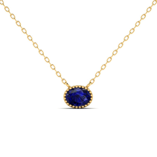 1.0CT Oval Sapphire Pendant Necklace In Sterling Silver