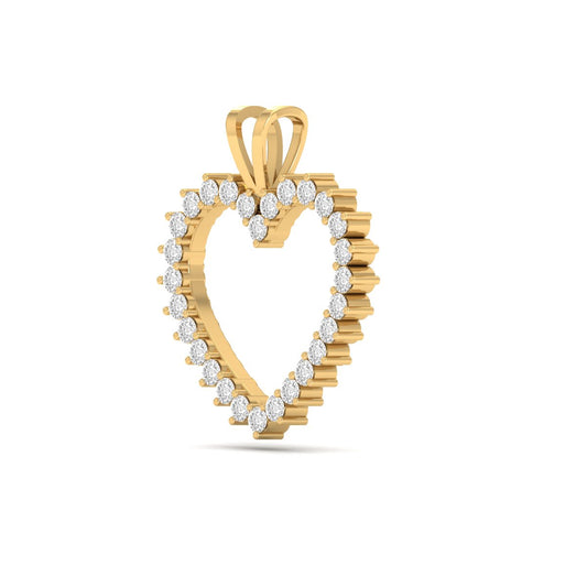 Heart Shape Round Cut Diamond Pendant for Women in 18K Yellow Gold Over Sterling Silver