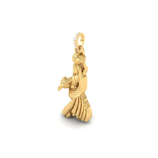 Elegant Woman Carrying Traditional Pot Gold Pendant Necklace
