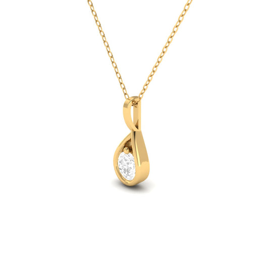 Teardrop Shape Round Cut Diamond Pendant in 18K Yellow Gold Over Sterling Silver