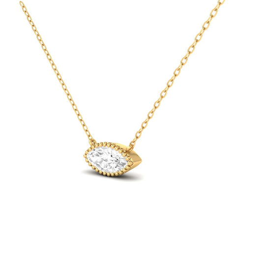0.25CT Marquise Cut Bezel Set Diamond Bridal Pendant in 18K Yellow Gold Over Sterling Silver