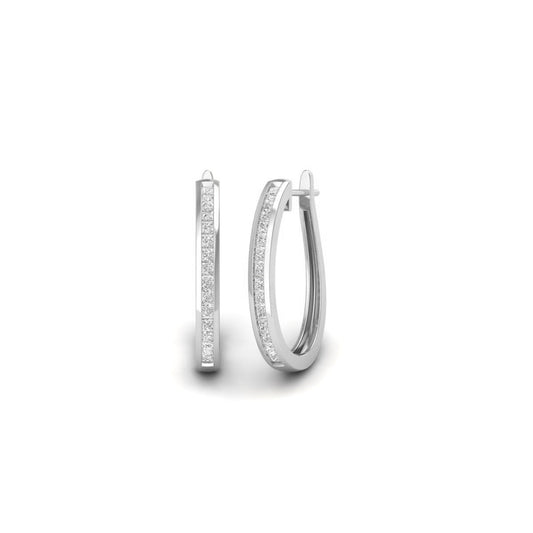 0.37CT Princess Cut Moissanite Diamond Hoop Earrings In Sterling Silver