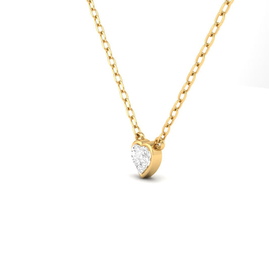 Heart Cut Diamond Bezel Set Dainty Pendant with Chain for Women in 18K Yellow Gold Over Sterling Silver