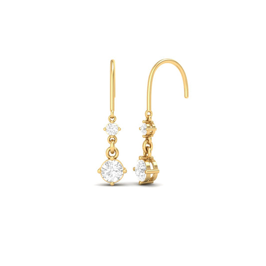 True Elegant Moissanite Dangle Drop Earrings 18kt Gold Over Sterling Silver